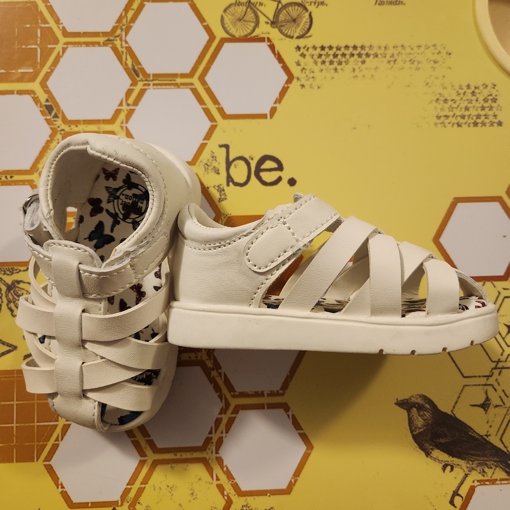 Infant Sandals White PU Leather Size 2